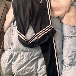 Adidas Kids Black Joggers with White Stripes